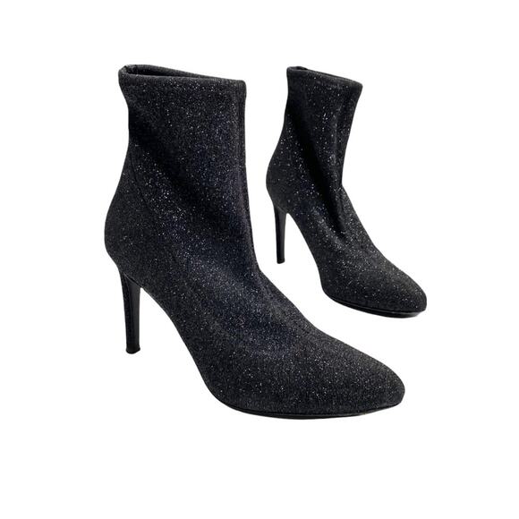 GIUSEPPE ZANOTTI Almond Toe Glitter Heeled Sock Boots - Picture 1 of 10